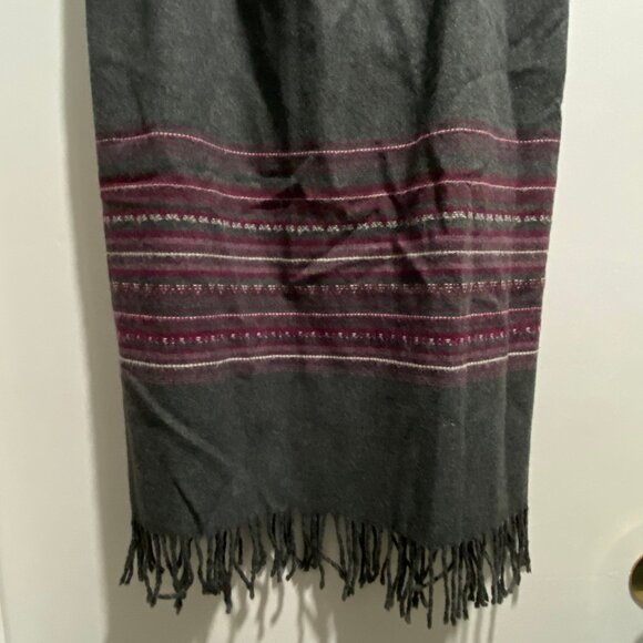 Vintage Preppy Academia Western Midi Office Boho Wool Fringes Pencil Skirt 8 - Picture 3 of 7
